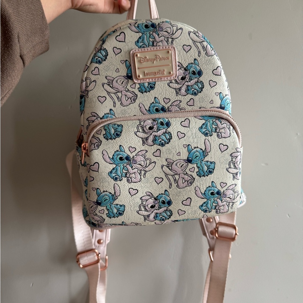 Loungefly Disney Stitch and Angel Mini Backpack - Blue and Cream